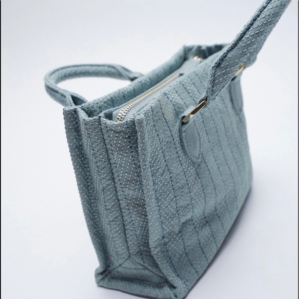 NWT ZARA Denim tote with chain strap - Picture 5 of 6